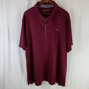 Under Armour Polo Shirt Mens 4XL Maroon Micro-Stripe Loose Fit 1290140